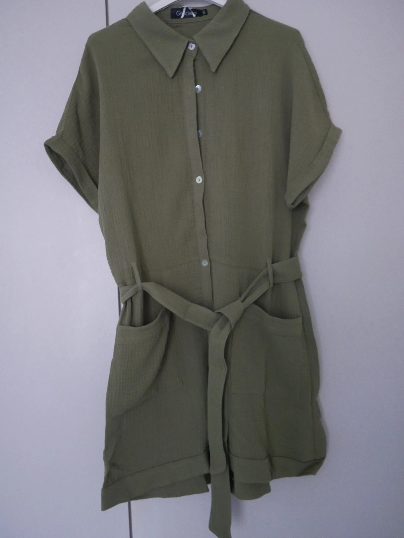 Combishort en gaze de coton kaki neuve